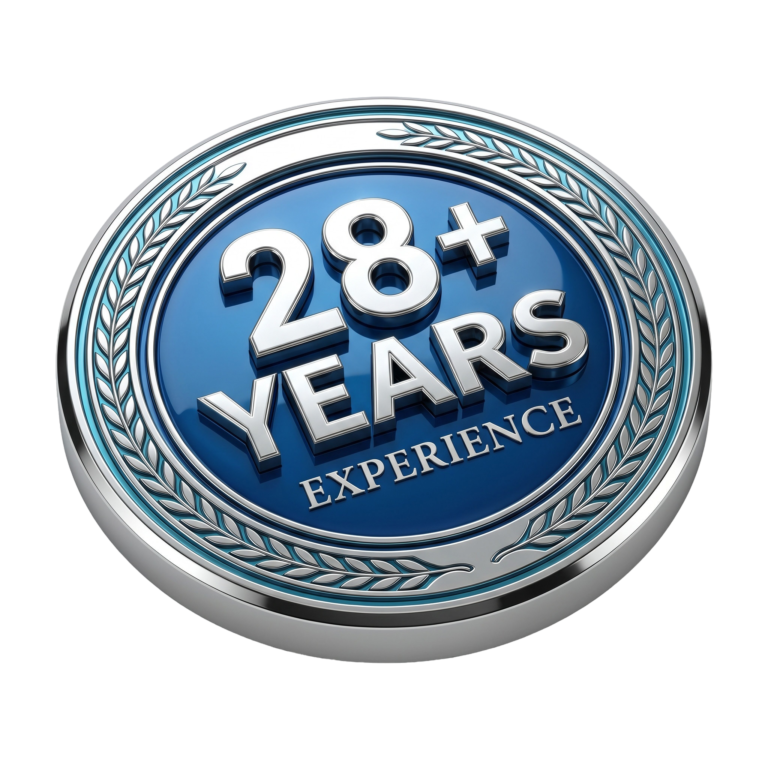 Get Scanned 28+ years experience badge