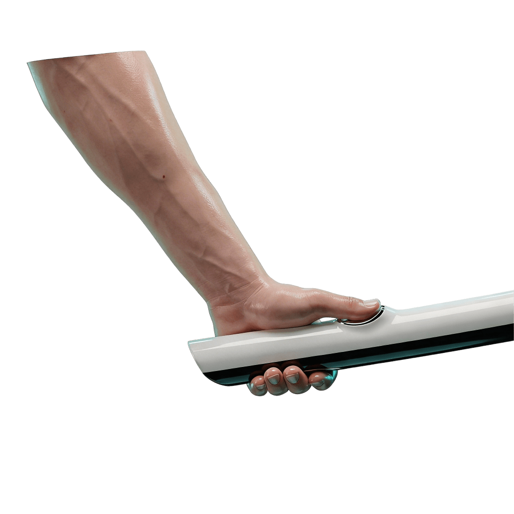 3D icon of a hand gripping an electrode handle representing the InBody 970 eight-point tactile electrode system