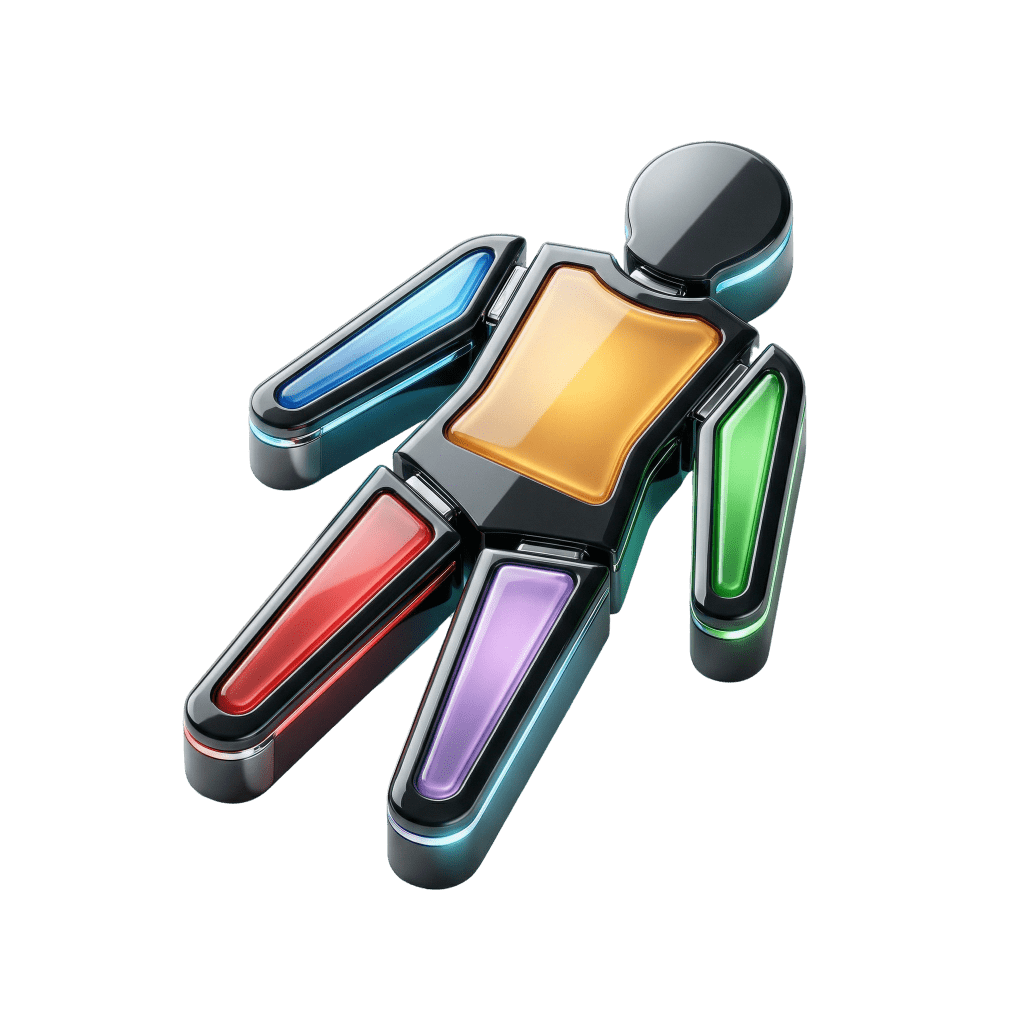 3D icon of a human body divided into five segments representing InBody 970 direct segmental measurement technology